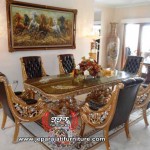 Kursi Meja Makan Ukiran Mewah Gold